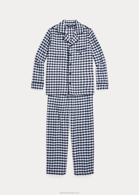 conjunto de dormir sarja guingão BD6J6396 crianças Ralph Lauren branco/newport marinho