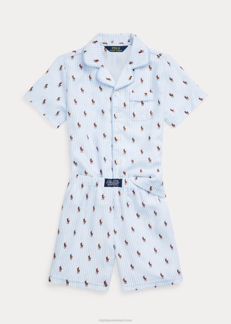 conjunto de dormir sarja polo pony BD6J6388 crianças Ralph Lauren escritório azul