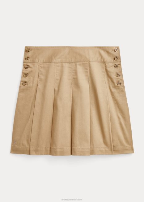 saia de sarja plissada de algodão BD6J7515 crianças Ralph Lauren cáqui vintage