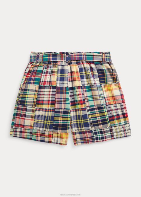 patchwork madras paperbag curto com cinto BD6J7115 crianças Ralph Lauren 3247 retalhos de madras