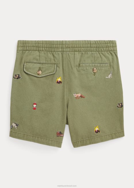polo prepster short chino de algodão BD6J6145 crianças Ralph Lauren sálvia negra