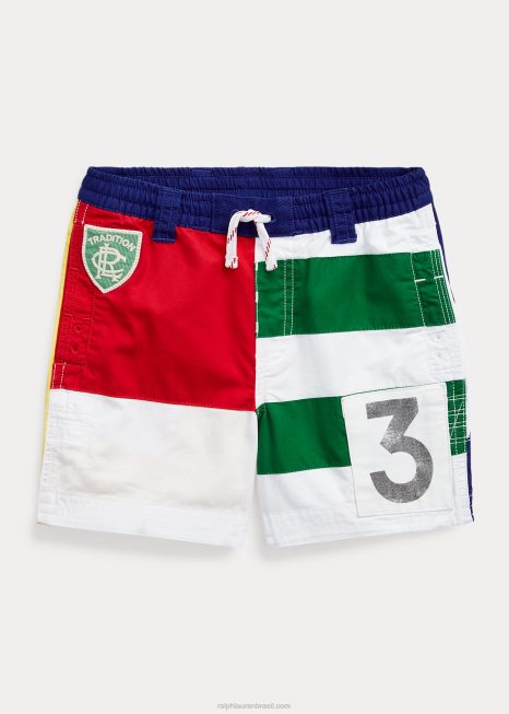 short de sarja de algodão color block BD6J5784 crianças Ralph Lauren multi