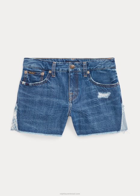 short jeans patchwork de algodão BD6J7073 crianças Ralph Lauren lavagem de allyra