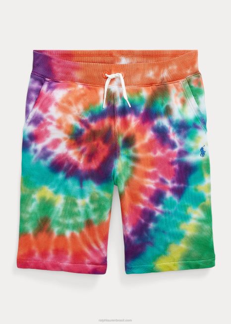 short tie-dye de algodão francês felpudo BD6J9820 crianças Ralph Lauren tintura de gravata arco-íris