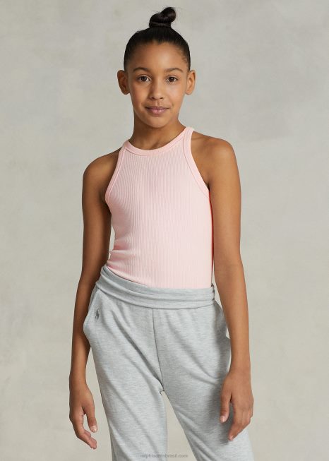 regata canelada mistura de algodão BD6J7499 crianças Ralph Lauren acácia rosa