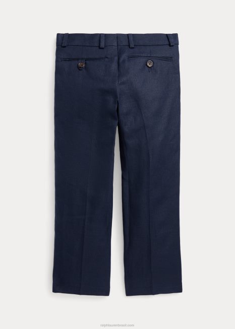 calça de linho BD6J5814 crianças Ralph Lauren azul marinho