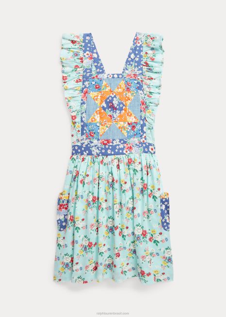 vestido de algodão floral patchwork BD6J6715 crianças Ralph Lauren floral