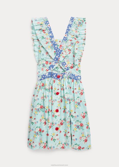 vestido de algodão floral patchwork BD6J6715 crianças Ralph Lauren floral