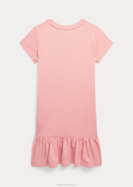 vestido de camiseta de algodão polo bear BD6J6805 crianças Ralph Lauren rosa Adirondack