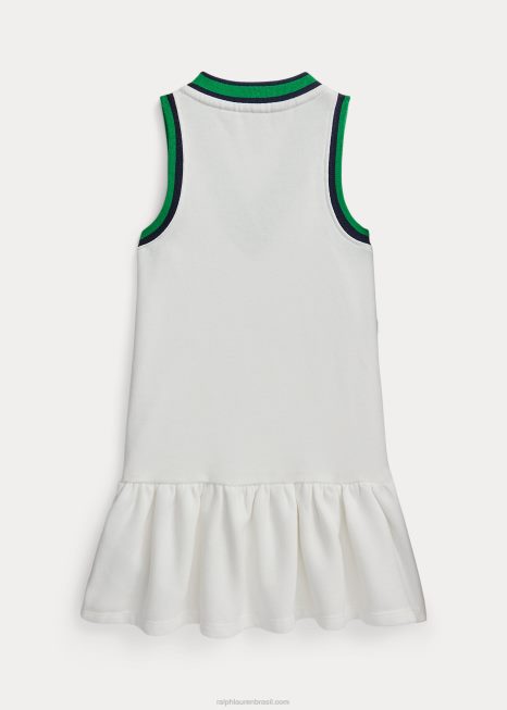 vestido de lã listrado de críquete BD6J9963 crianças Ralph Lauren Deckwash branco
