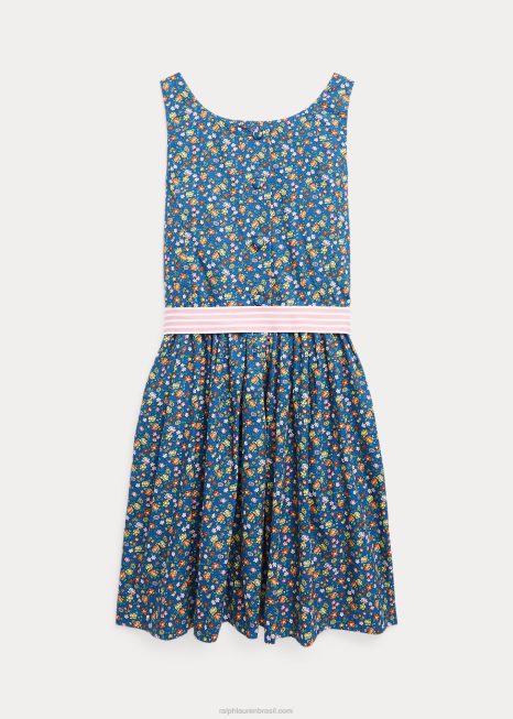 vestido de popeline de algodão floral BD6J7534 crianças Ralph Lauren mimi floral
