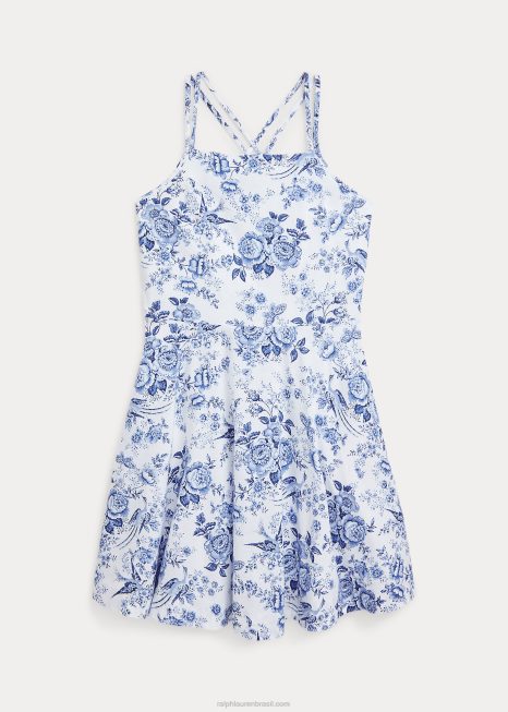 vestido floral de linho e algodão BD6J6721 crianças Ralph Lauren dauphine floral
