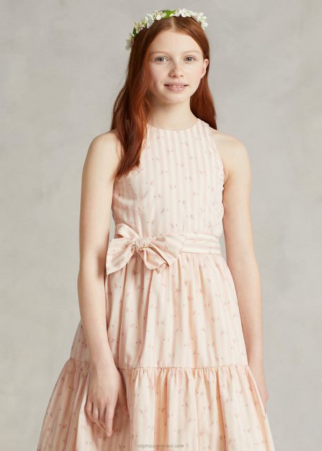 vestido maquineta floral listrado BD6J6964 crianças Ralph Lauren listra floral betina