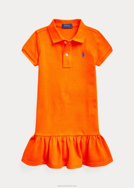 vestido polo de malha de algodão BD6J6772 crianças Ralph Lauren vela laranja