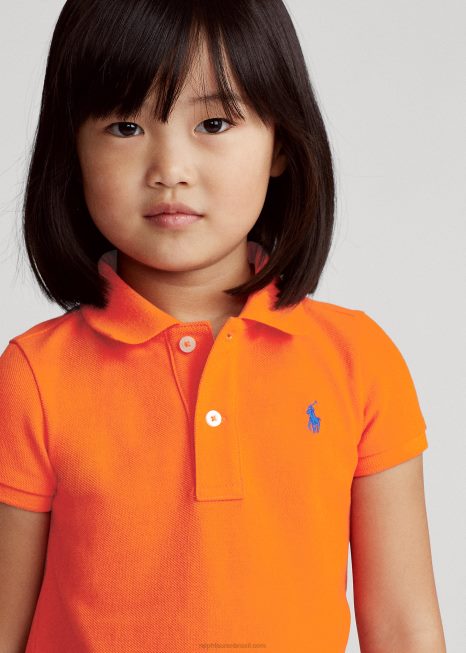 vestido polo de malha de algodão BD6J6772 crianças Ralph Lauren vela laranja