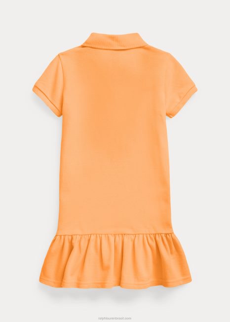 vestido polo de malha de algodão BD6J6773 crianças Ralph Lauren Key West laranja