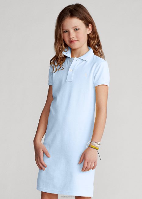 vestido polo de malha de algodão BD6J7009 crianças Ralph Lauren escritório azul