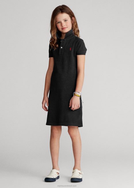 vestido polo de malha de algodão BD6J7013 crianças Ralph Lauren preto