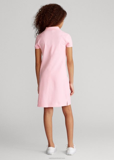 vestido polo de malha de algodão BD6J7015 crianças Ralph Lauren rosa carmelo