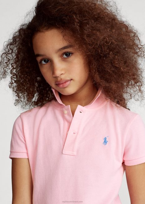 vestido polo de malha de algodão BD6J7015 crianças Ralph Lauren rosa carmelo