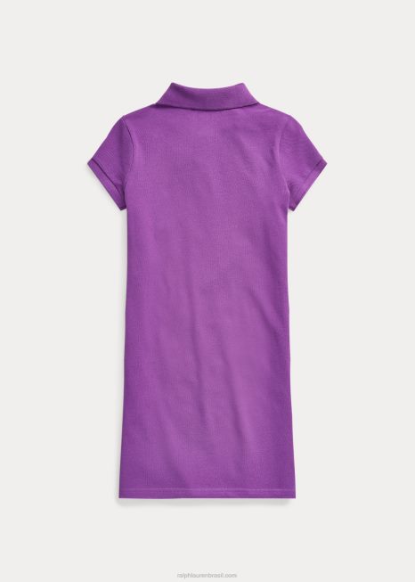 vestido polo de malha de algodão BD6J7017 crianças Ralph Lauren paloma roxo