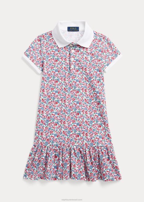 vestido polo de malha elástica floral BD6J7354 crianças Ralph Lauren tyler floral