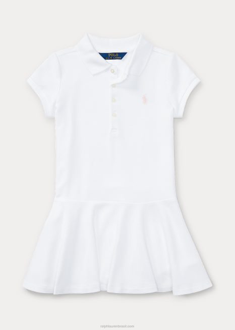 vestido polo manga curta BD6J6942 crianças Ralph Lauren branco