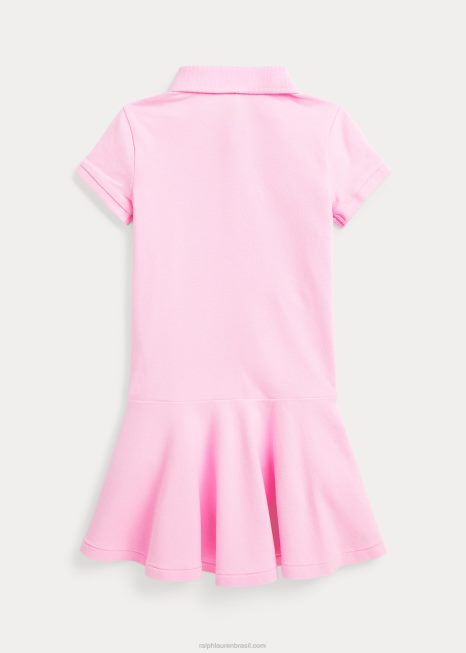vestido polo manga curta BD6J6945 crianças Ralph Lauren rosa carmelo