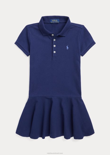 vestido polo manga curta BD6J9977 crianças Ralph Lauren marinha