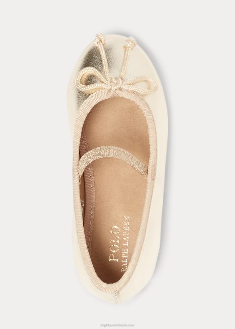 sapatilha de balé metálica nellie BD6J7266 crianças Ralph Lauren champanhe metálico