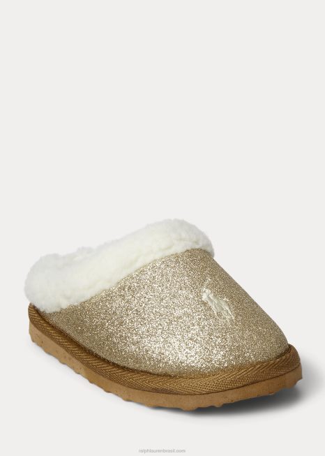 chinelo de glitter charlotte BD6J7649 crianças Ralph Lauren glitter dourado c/ creme pp