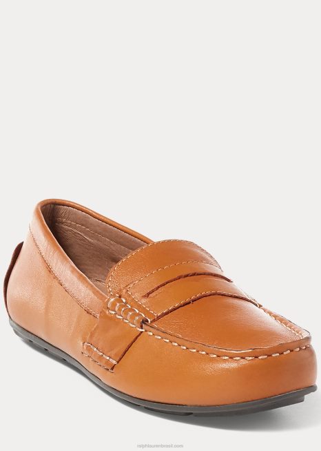 mocassim de couro da televisão BD6J6385 crianças Ralph Lauren bronzeado