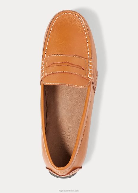 mocassim de couro da televisão BD6J6385 crianças Ralph Lauren bronzeado