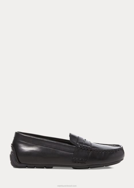mocassim de couro da televisão BD6J6386 crianças Ralph Lauren preto