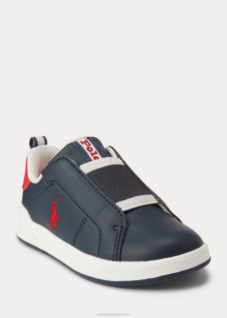Tênis sem cadarço Heritage Court II BD6J6337 crianças Ralph Lauren marinho/vermelho