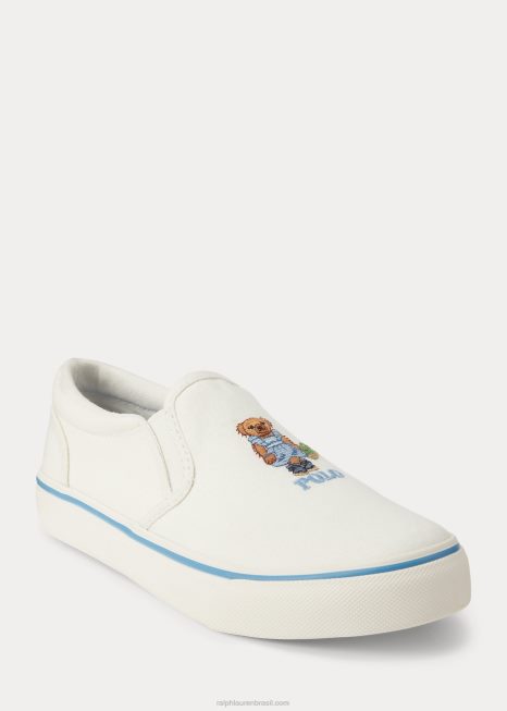 keaton tênis polo bear em lona BD6J7277 crianças Ralph Lauren creme c/ ursinho de morango