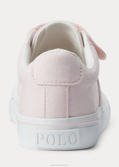 sapatilha ps lona sayer BD6J7280 crianças Ralph Lauren Rosa pálido