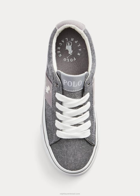 tênis de lona de algodão sayer BD6J6380 crianças Ralph Lauren cambraia azul