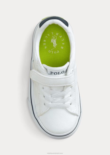 tênis de lona de algodão sayer ps BD6J6347 crianças Ralph Lauren branco