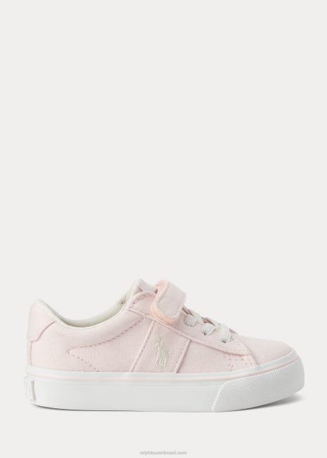 tênis de lona de algodão sayer ps BD6J7260 crianças Ralph Lauren Rosa pálido