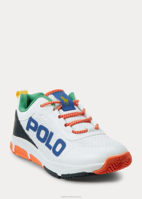 tênis de malha tech racer BD6J9872 crianças Ralph Lauren branco multi