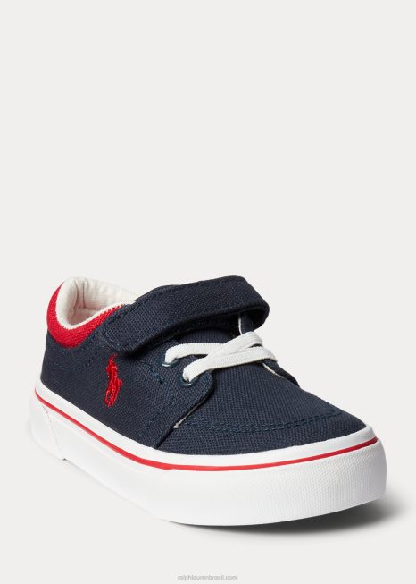 tênis faxon x lona BD6J6352 crianças Ralph Lauren marinha
