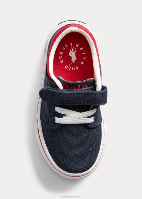 tênis faxon x lona BD6J6352 crianças Ralph Lauren marinha