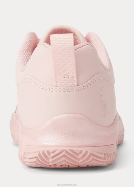 tênis tech racer couro sintético ps BD6J7278 crianças Ralph Lauren balé rosa
