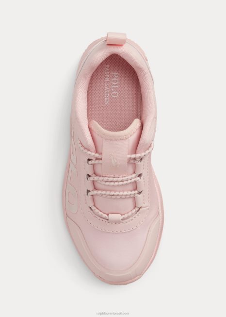 tênis tech racer couro sintético ps BD6J7278 crianças Ralph Lauren balé rosa