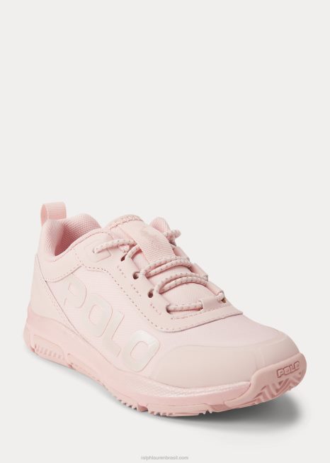 tênis tech racer couro sintético ps BD6J9985 crianças Ralph Lauren balé rosa