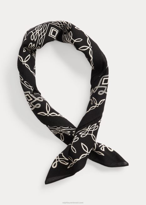 bandana de algodão com logotipo BD6J8860 homens Ralph Lauren preto/creme