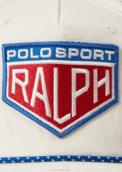 boné de bola de lona com patch de esporte polo BD6J2213 homens Ralph Lauren Deckwash branco