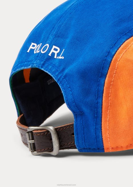 boné de cinco painéis em tela com bloqueio de cor BD6J2447 homens Ralph Lauren saphire star multi