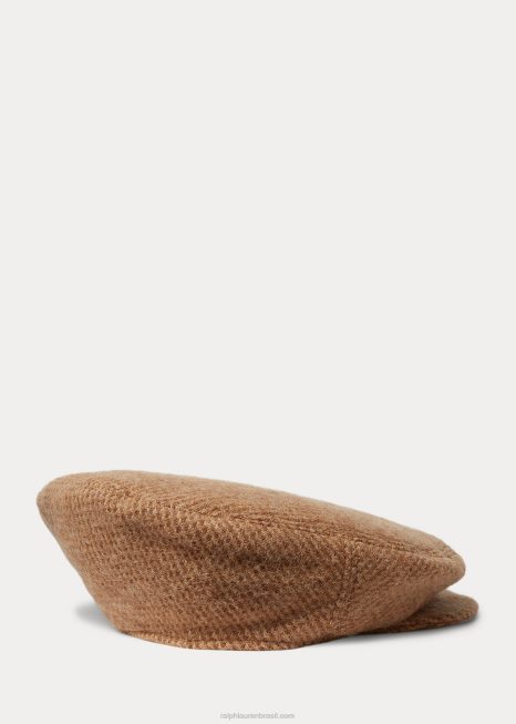 gorro plano de lã tweed BD6J8935 homens Ralph Lauren camelo e marrom